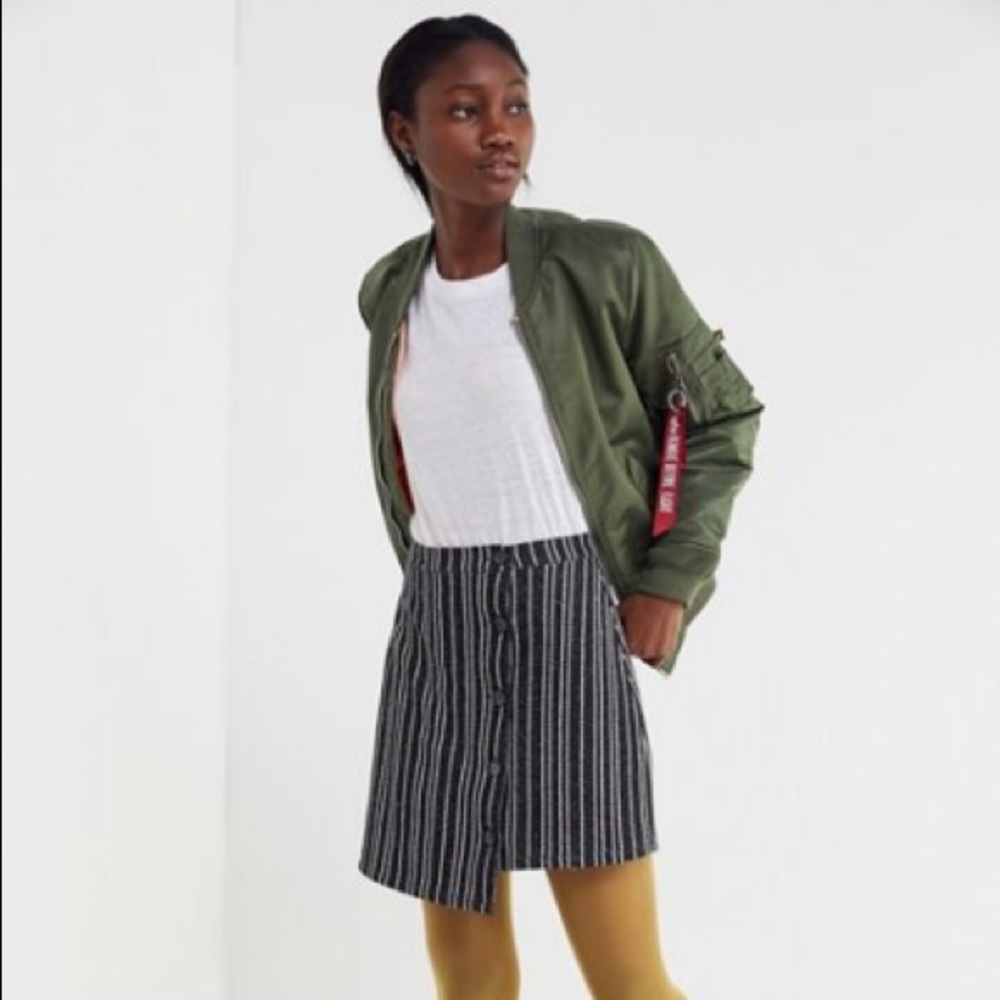 UO Ellie Striped Side-Button Mini Skirt